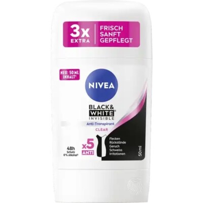 Nivea INVISIBLE Black & White stick antiperspirant 40ml-DAMAGED- FREE SHIP