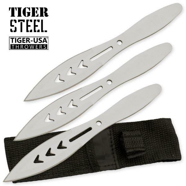 Tiger Usa 3 Pc Black 440 Stainless Steel Throwing Knives Set Arrow Design Silve Ebay