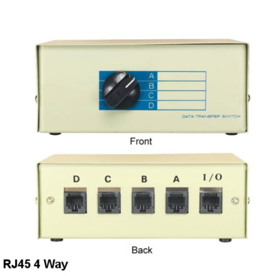 Kentek RJ45 Manual Data Switch 4 Way Rotary Dail Type Network Router Modem PC
