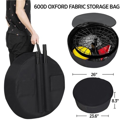 Disc Golf Basket Target Metal Practice Basket w/ 24-Chain 3 Discs Carrying Bag