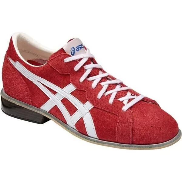 Pre-owned Asics 【limited Stock】 Weight Lifting Shoes Red White Natural Leather Tow727