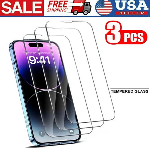Tempered Glass Screen Protector Full Cover For iPhone 16 15 14 13 12 11 Pro lot
