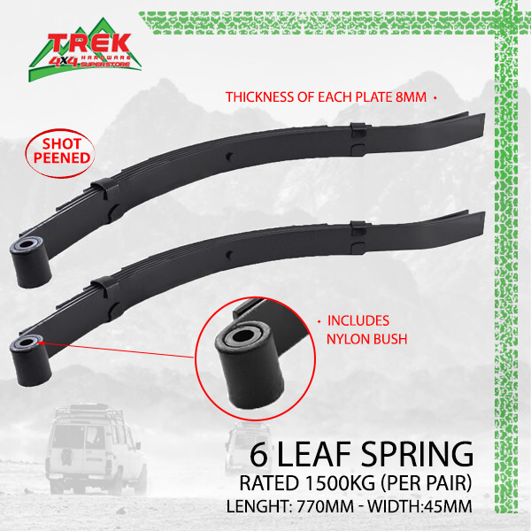 2x 6 Leaf Spring Eye To Slipper 45mm 1500kg Horse Float Trailer Caravan Offroad
