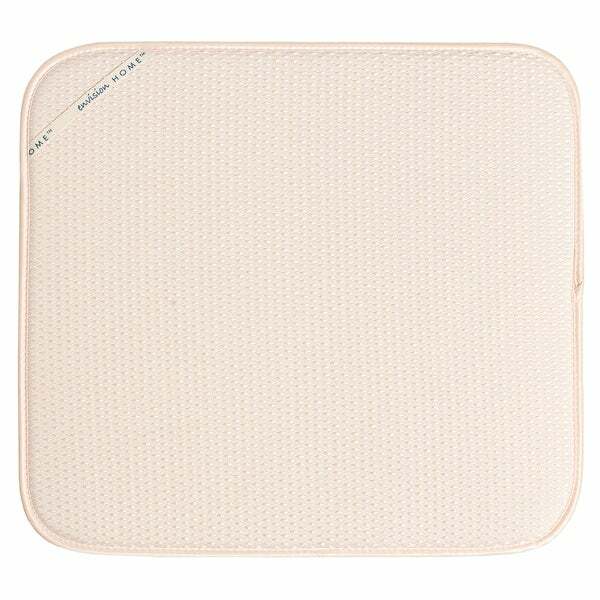 Envision Home 16" x 18" Microfiber Dish Drying Mat, Cream