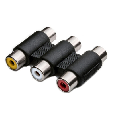 3-RCA Female to Female Audio Video AV In-Line Coupler Connector Joiner Adapter