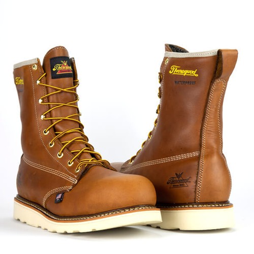 Pre-owned Thorogood Men's 8'' Wedge Composite Toe Waterproof Work Boot 804-4210 In Brown