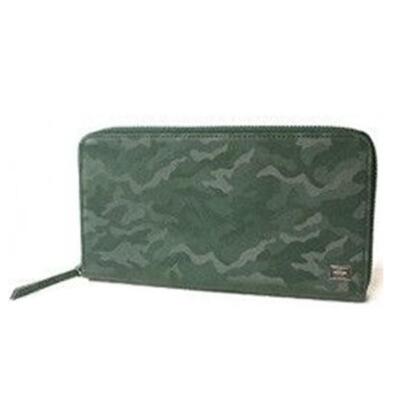 Pre-owned Porter Yoshida Wonder Cotton 342-03838 Green Long Wallet Round Fastener From Jp