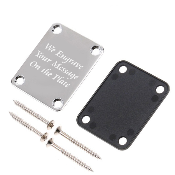 Custom Engraved Etched CHROME PLATED Guitar Neck Plate Personalized Fit Fender