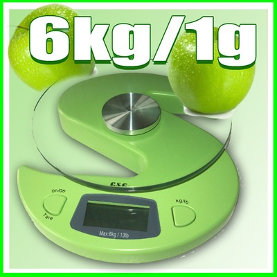 G&G 6000g/1g Küchenwaage Briefwaage Digital-Waage KS-Grün