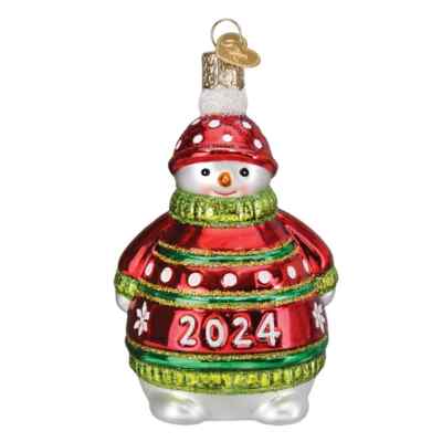 Old World Christmas 2024 SNOWMAN (24232) Glass Ornament w/ OWC Box