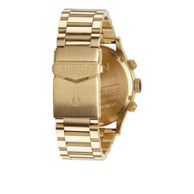 Pre-owned Nixon Watch Men's The Sentry Chrono Gold/blue Sunray A386-1922