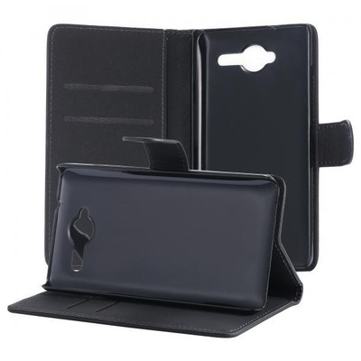 ZTE Blade L3 Schutz Hülle Schwarz + Panzerfolie Handy Tasche over Case Wallet B