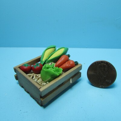 Dollhouse Miniature Wood Crate with Farm Grown Vegetables B0473