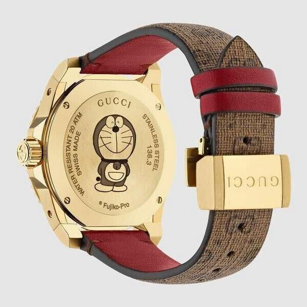 Pre-owned Gucci Doraemon 50th Anniversary Collaboration With  Dive Watch Ya136335