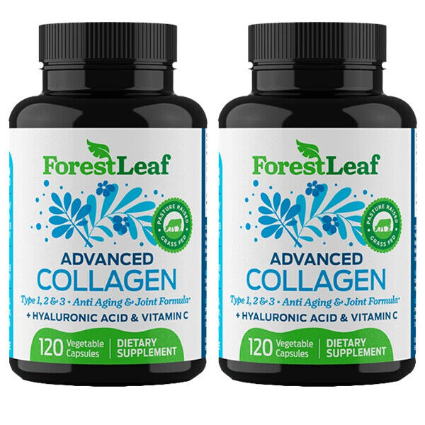 Усовершенствованный коллаген Forest Leaf, тип 1,2,3, витамин C, гиалуроновая кислота, 100 мг, 240 капсул
