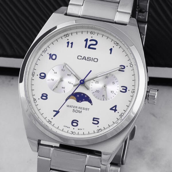 CASIO MTP-M300D-7AVDF Mens Moon Phase Business Metal Watch