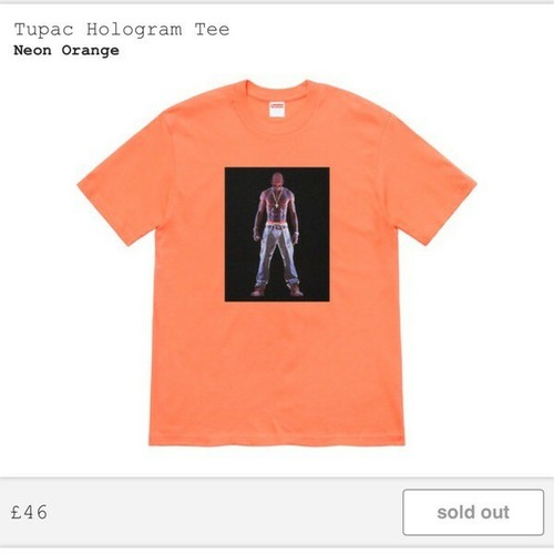 Supreme Tupac Hologram Tee Neon Orange XL SS19 New in