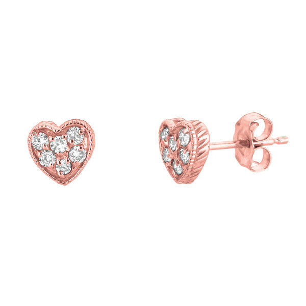 Pre-owned Morris 0.30 Carat Natural Diamond Heart Earrings Si 14k Rose Gold