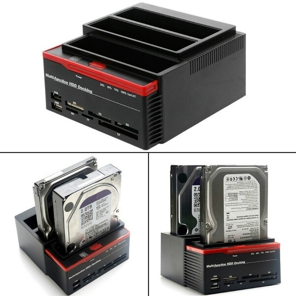 DOCKING STATION TRIPLO 3 HARD DISK HDD USB 2.0 MULTIFUNZIONE CARD SATA IDE S-ATA