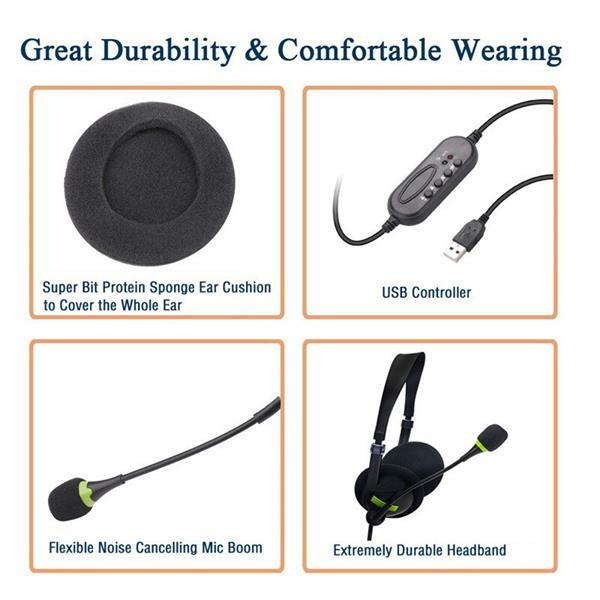 CNAweb USB Headphones with Microphone