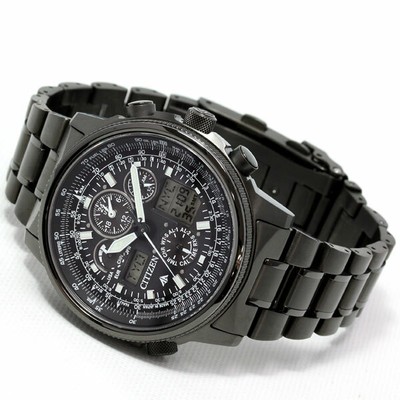 Pre-owned Citizen Promaster Sky Jy8025-59e Titanium Eco-drive Radio Solar Watch Black