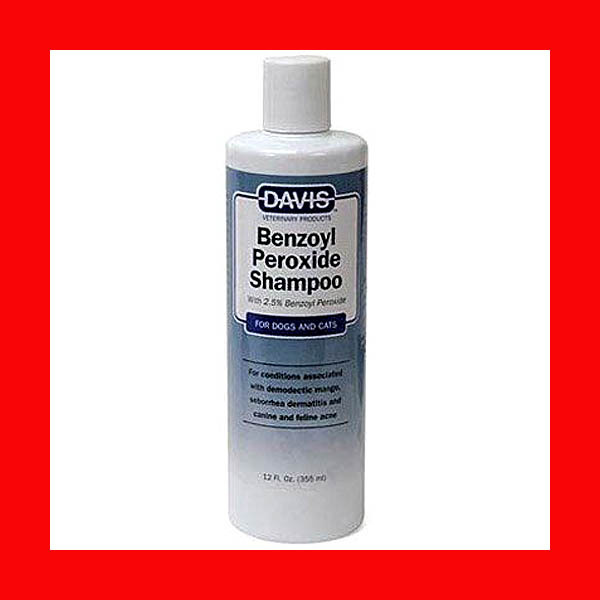 Davis Benzoyl Peroxide Medicated Shampoo 12 oz Demodectic Mange Acne Seborrhea