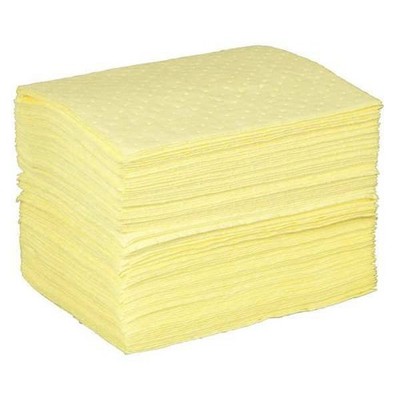 Sorbent Pad Chemical Absorbent 15x19 Yellow Hazmat Spill Cleanup Polypropylene