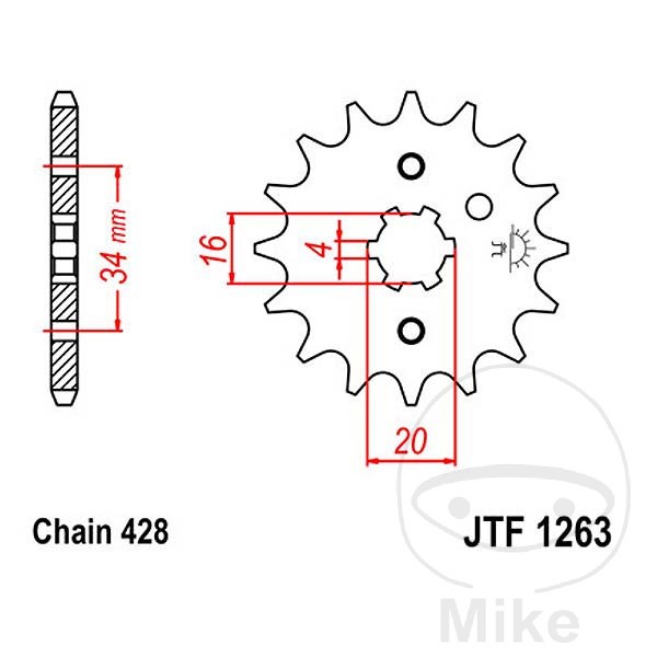 JT SPROCKETS Antriebs Ritzel 14 Zähne 428 Teilung STAHL JTF1263.14