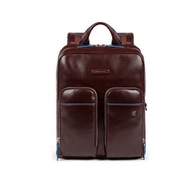 PIQUADRO ORIGINAL PIQUADRO BACKPACK BLUE SQUARE LEATHER BROWN - CA5575B2V-MO