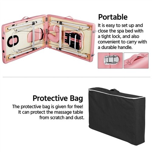 Aluminum Massage Bed Facial Salon Spa Bed 2 Fold Portable Eyelash Extension Bed