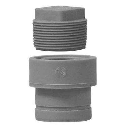 Cleanout Adapter Polypropylene 2in Schedule 80 NPT No Hub Blue Durable Plug