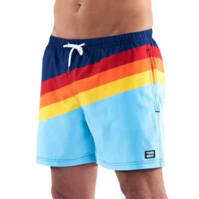 Third Wave Swim Trunks Swimsuit Multicolor 5'' inseam Stretch NEW Men's Small NWT