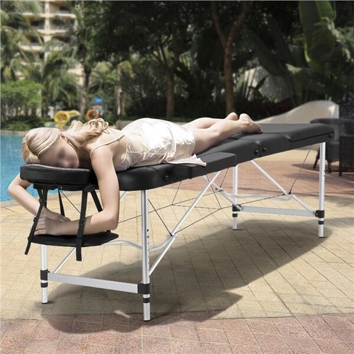 Aluminium Professional Massage Table Adjustable Portable Lashing Bed 3 Folding