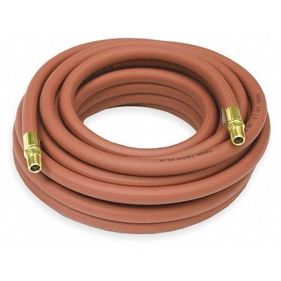 3/8 In Air Hose 50 Ft Red PVC 1/4 MNPT Brass Fittings 300 PSI USA