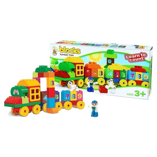 Blocks Numer Train Gioco Costruzioni Trenino Ruote Con Numeri Cane Bambini Linq