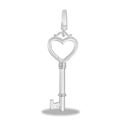 NEW DaVinci Forever In My Heart - Locket Drop / Dangle - Silver Key L303-3