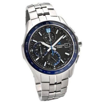 Pre-owned Casio Oceanus Ocw-s7000-1ajf Black Manta Slim Case Chrono Men's Watch In Box