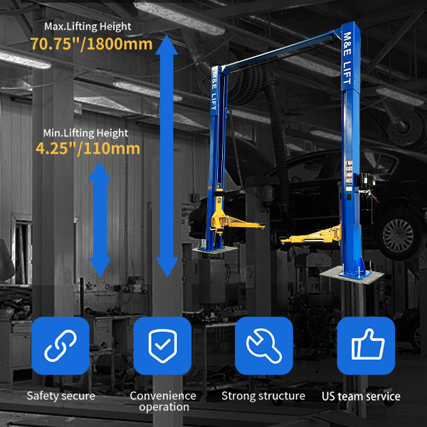 M&E 2 Post Lift 11000lbs Two Post  Auto Lift Auto Truck Hoist Super Quality