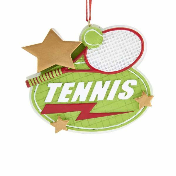Green Tennis Raquet and  Ball Christmas Ornament  Gift Team