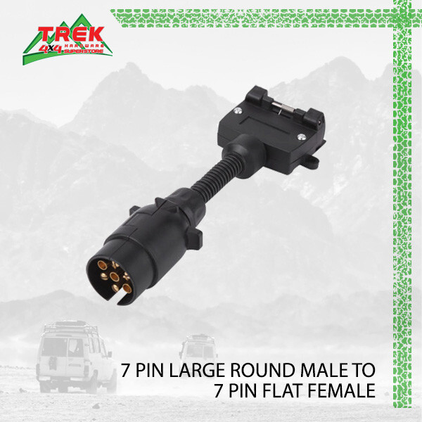 1x 7 Pin Round Male Plug to 7 Pin Flat Female Socket Adaptor Trailer Connector