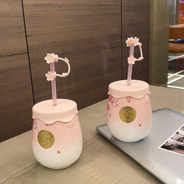 New Authentic Starbucks Cherry Blossom Ceramic Cup Pink Cute
