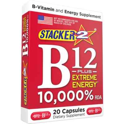 B12 Extreme Energy + 10,000% RDA  Dietary Supplement 40 Count   Free Shipping
