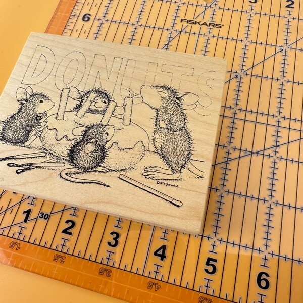 Donut Birthday Party~House Mouse Rubber Stamp~4.5"X 3.5"~Stampa Rosa 209