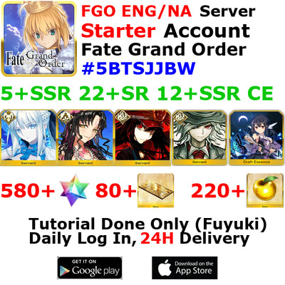 [ENG/NA][INST] FGO / Fate Grand Order Starter Account 5+SSR 80+Tix 580+SQ #5BTS