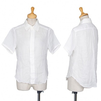 YOHJI YAMAMOTO Y'S BY YOHJI YAMAMOTO DAMEN VORDERTASCHE KURZÄRMELIG HEMD WEISS GRÖSSE 2 ( MD )