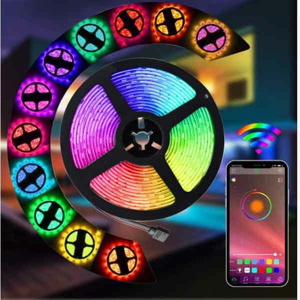 Striscia Led Rgb Bluetooth Led Mood Light Luci Multicolore Lunghezza 5 Metri cir