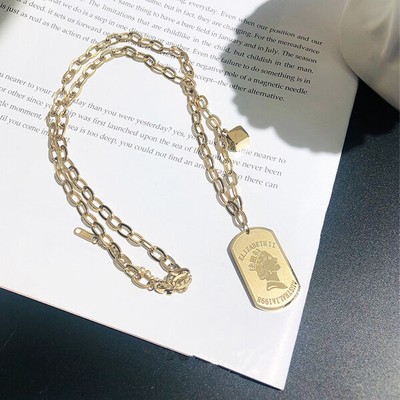 Necklace ins cold wind high sense fashion QUEEN neck chain titanium steel GOLD