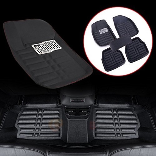 5x Car Floor Mats Front & Rear All Weather Interior Mat Carpet PU Leather Black 13