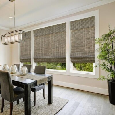 Modern Farmhouse Cut-To-Size Driftwood Flat-Weave Cordless Light-Filtering Bambo