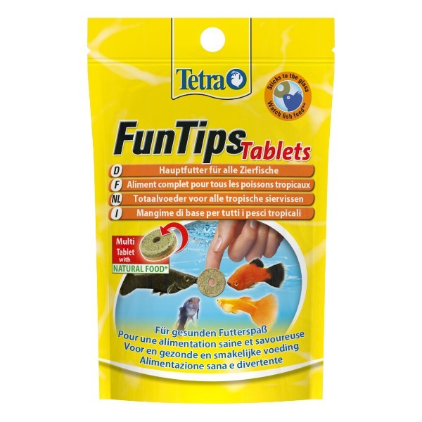 Tetra FunTips 20 Stick On Glass Fish Treat Tablets Complete Aquarium Wafer Food eBay